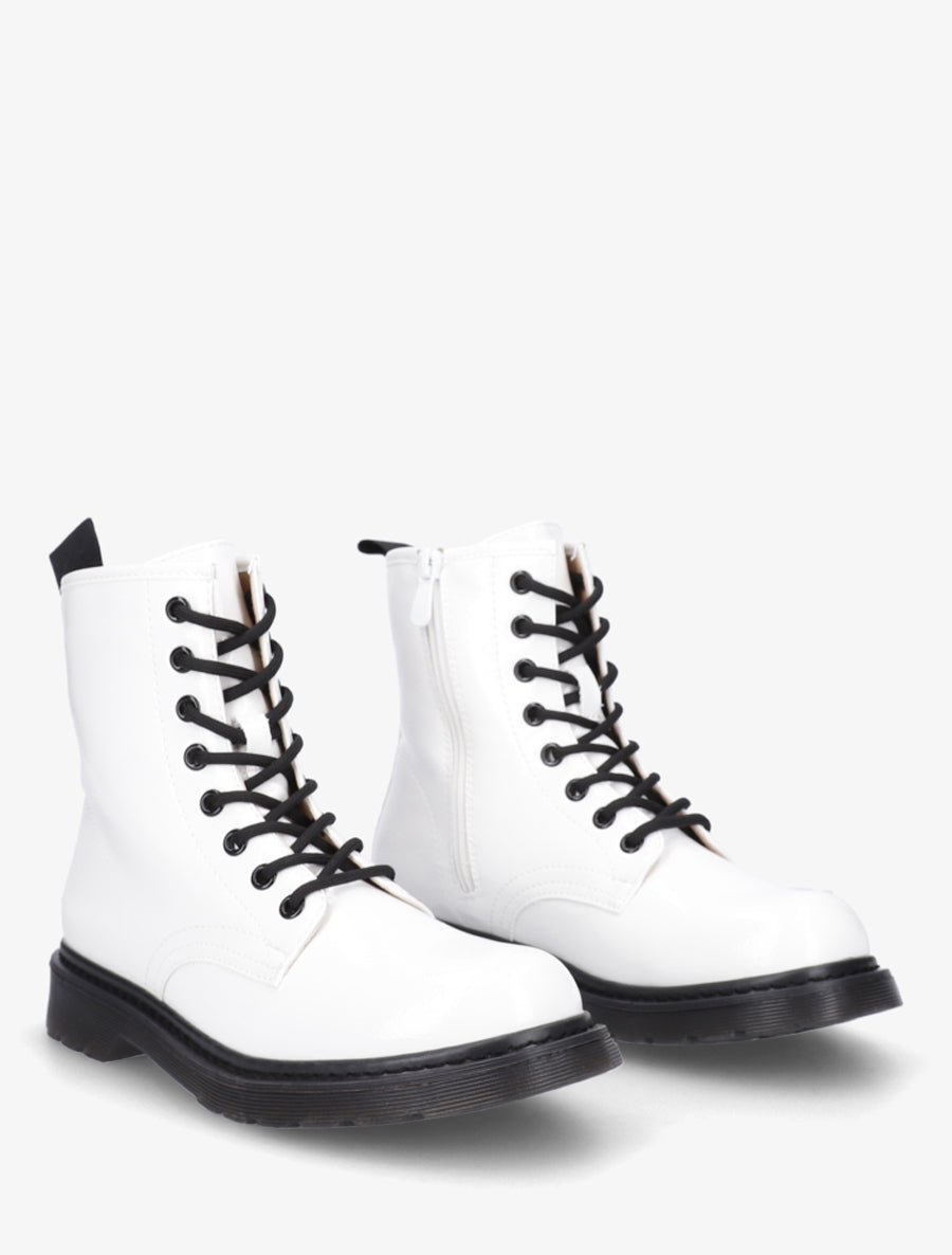 Bottines vernies à lacets - Blanc - 4