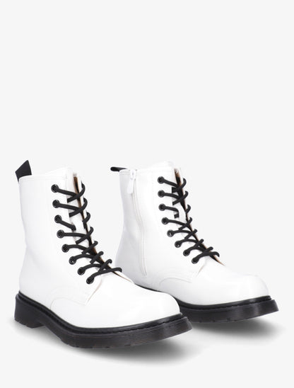 Bottines vernies à lacets - Blanc - 4