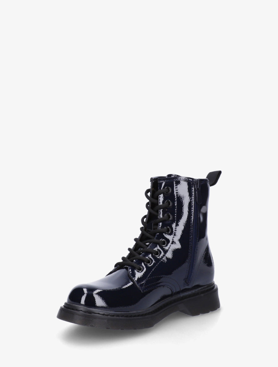 Bottines vernies à lacets - Bleu nuit - 3