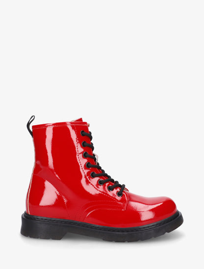 Bottines vernies à lacets - Rouge - 1