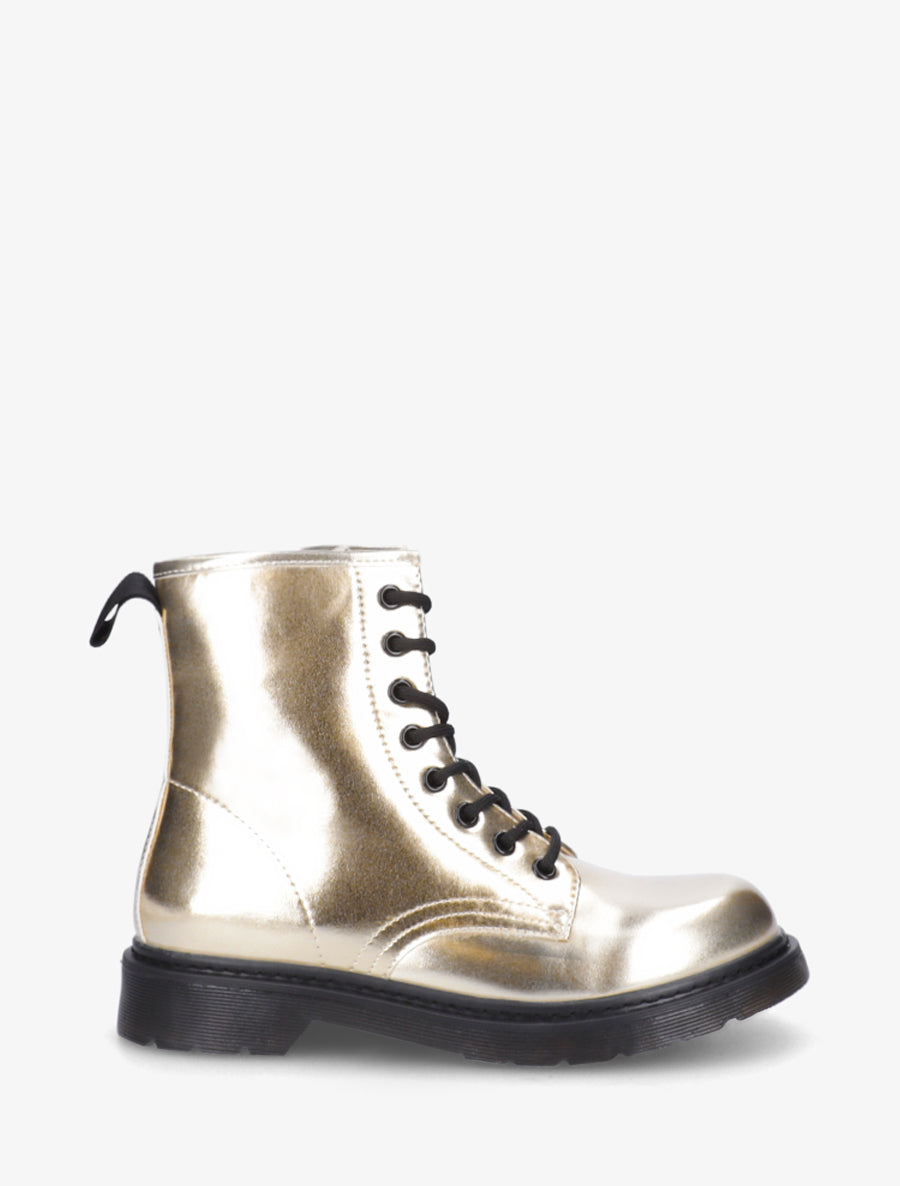 Bottines nacrées à lacets - Or - 1