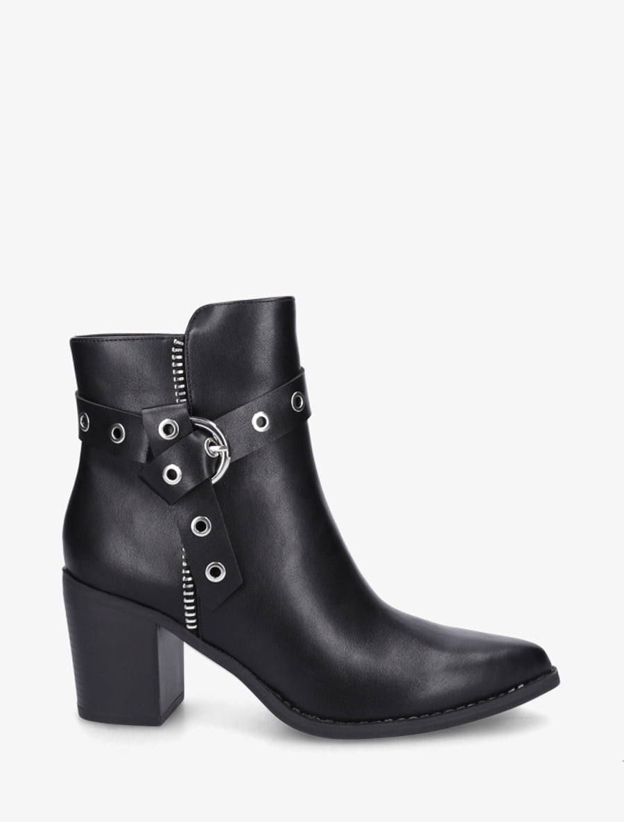 Bottines sanglées à bouts pointus - Noir - 1