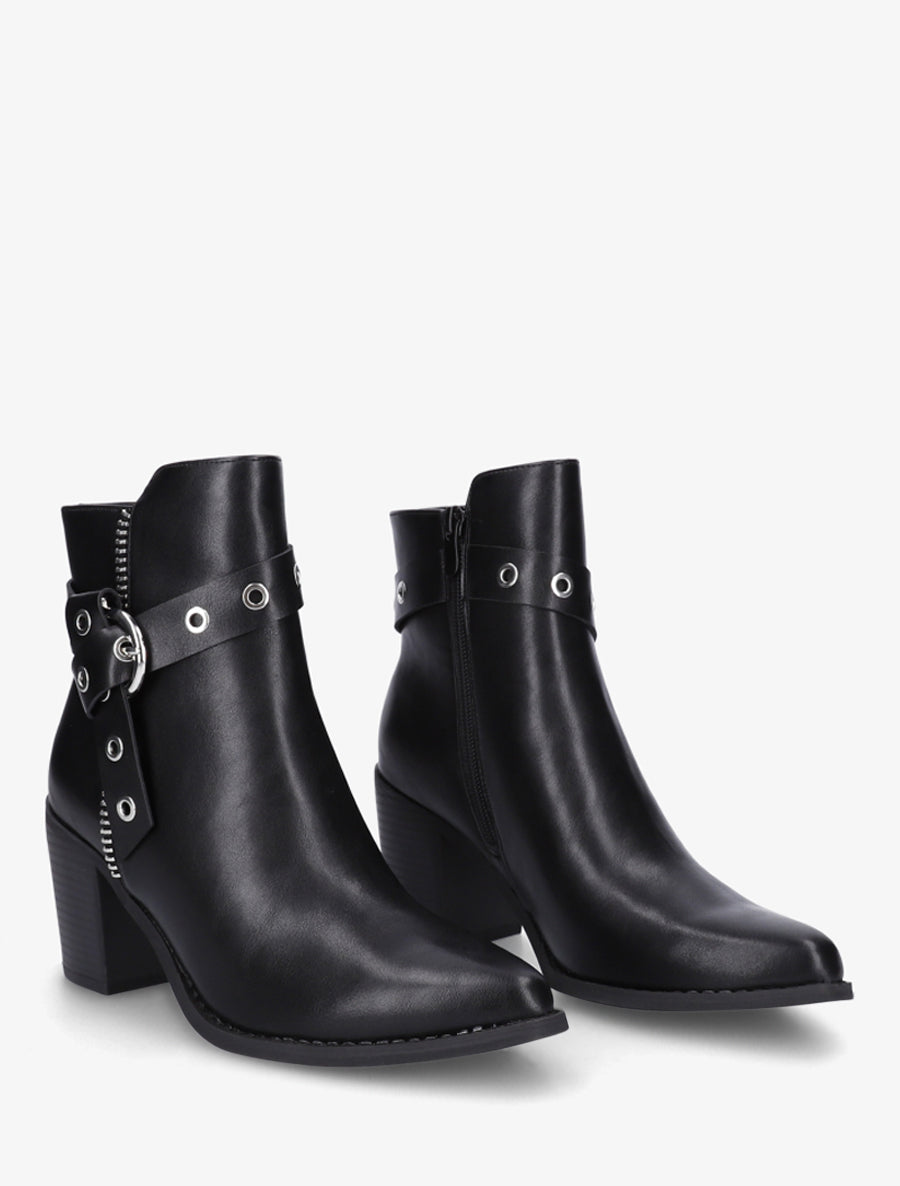 Bottines sanglées à bouts pointus - Noir - 4