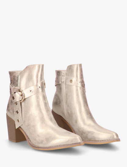 Bottines nacrées à sangles - Or - 4