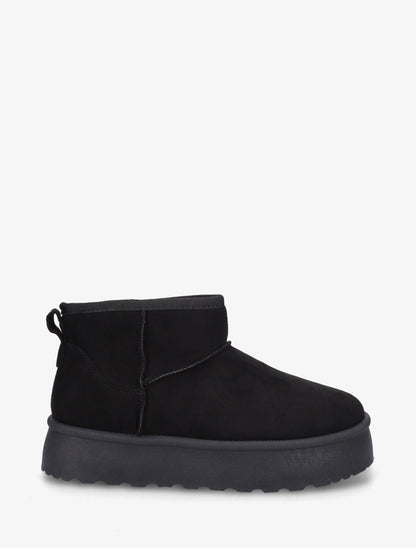 Bottines fourrées en suédine - Noir - 1