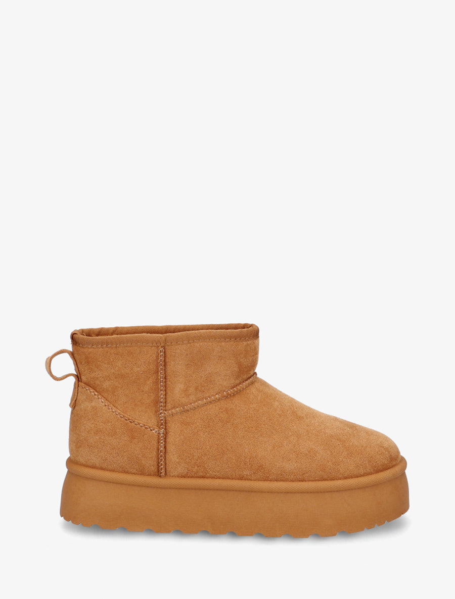 Bottines fourrées en suédine - Camel - 1