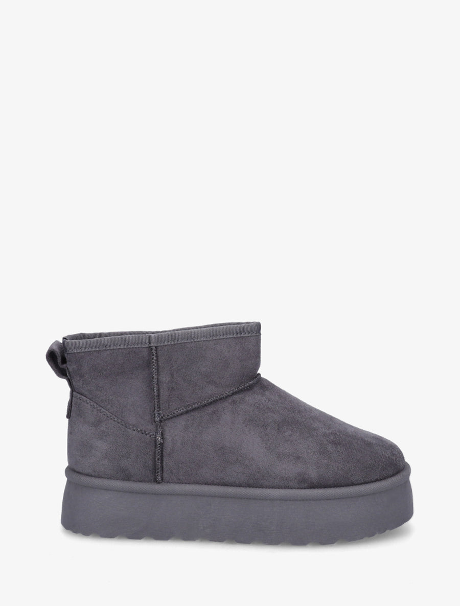 Bottines fourrées en suédine - Gris foncé - 1