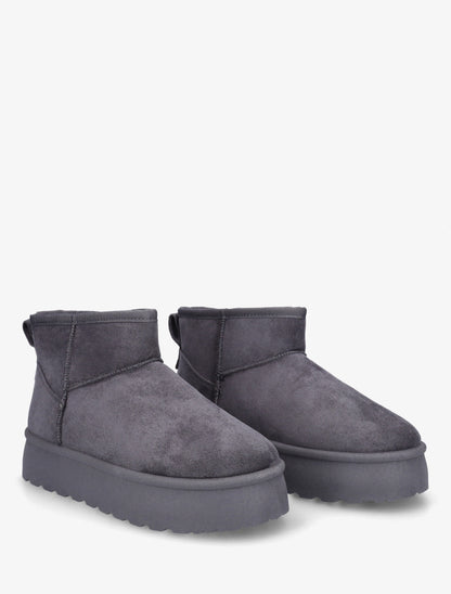 Bottines fourrées en suédine - Gris foncé - 4
