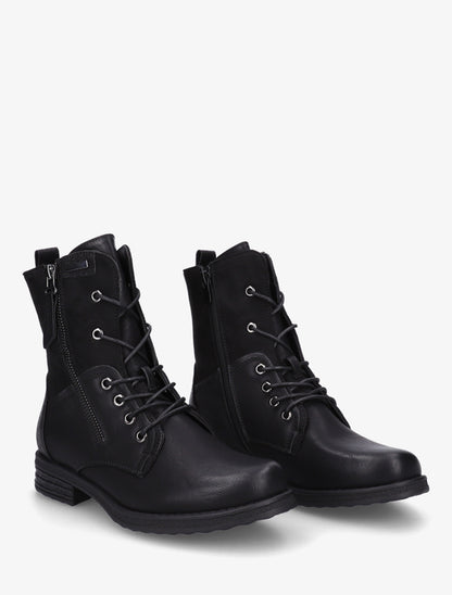 Bottines lacées à zip et empiècement python - Noir - 4
