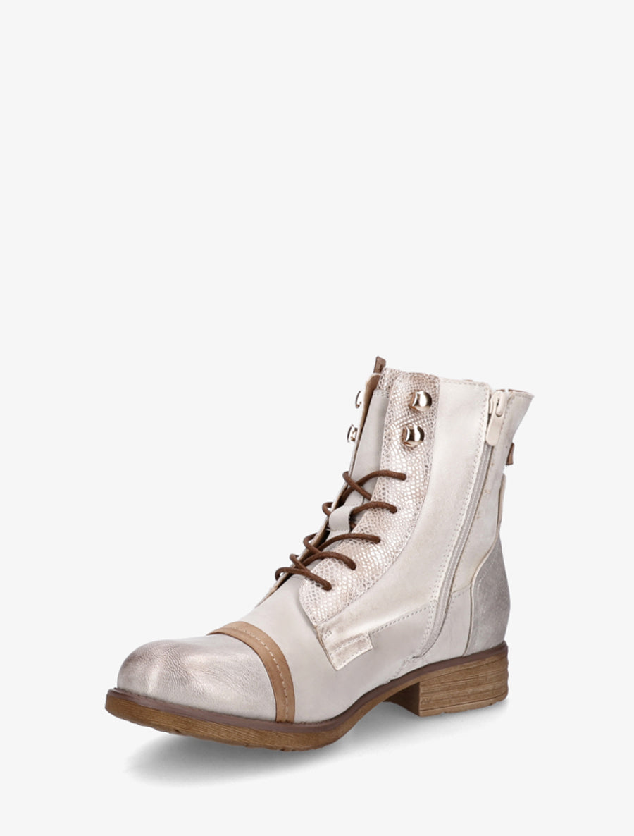 Bottines lacées irisées à perforations - Or - 3