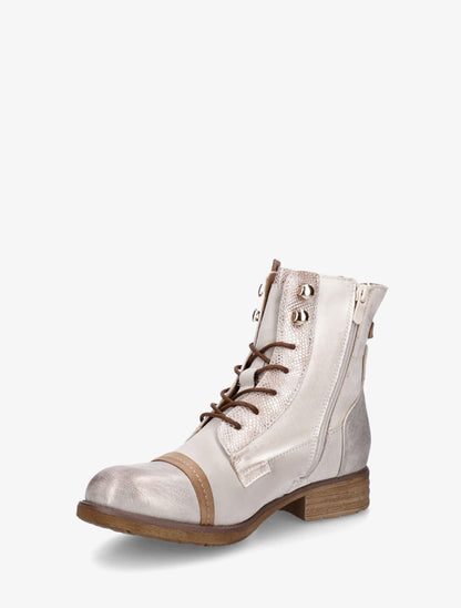 Bottines lacées irisées à perforations - Or - 3