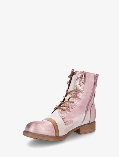 Bottines lacées irisées à perforations - Rose - 3