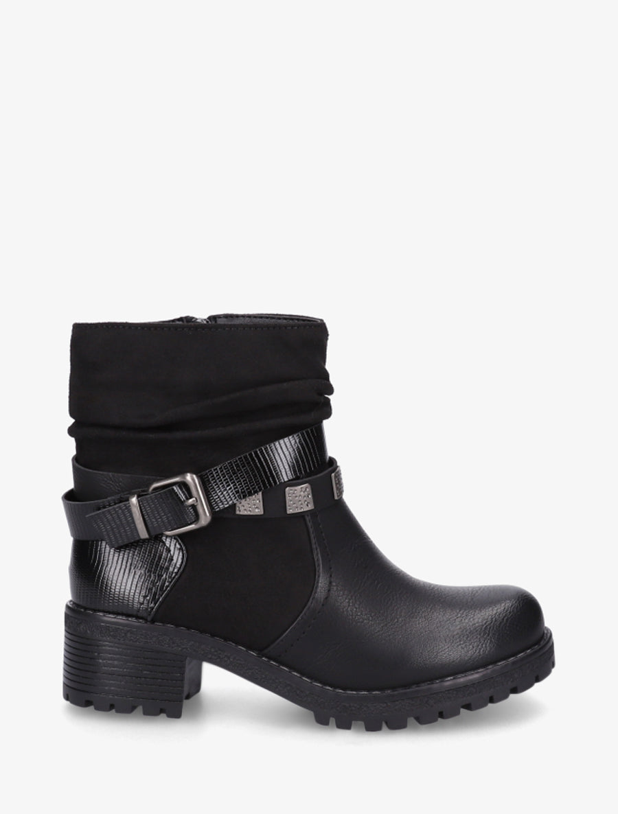 Boots plissées à boucle - Noir - 1
