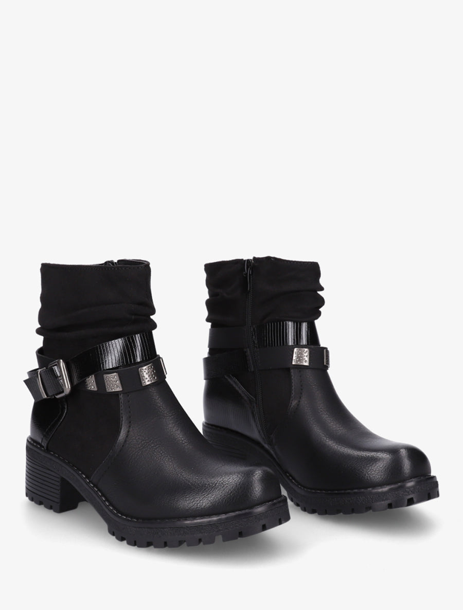 Boots plissées à boucle - Noir - 4