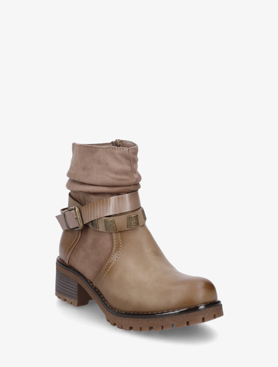 Boots plissées à boucle - Taupe - 2