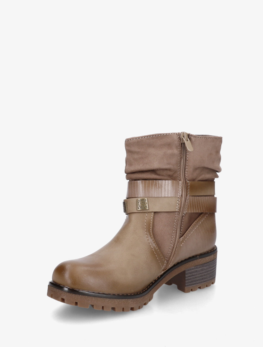 Boots plissées à boucle - Taupe - 3