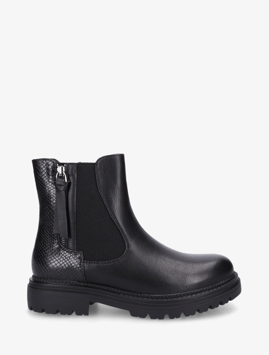 Bottines élastiquées à zip décoratif - Noir - 1