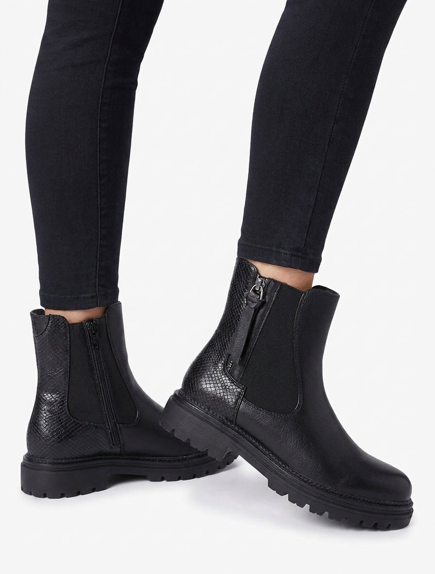 Stivaletti elasticizzati con zip decorativa - Nero
