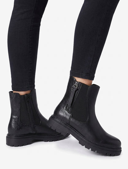 Stivaletti elasticizzati con zip decorativa - Nero