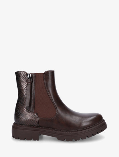 Bottines élastiquées à zip décoratif - Marron - 1