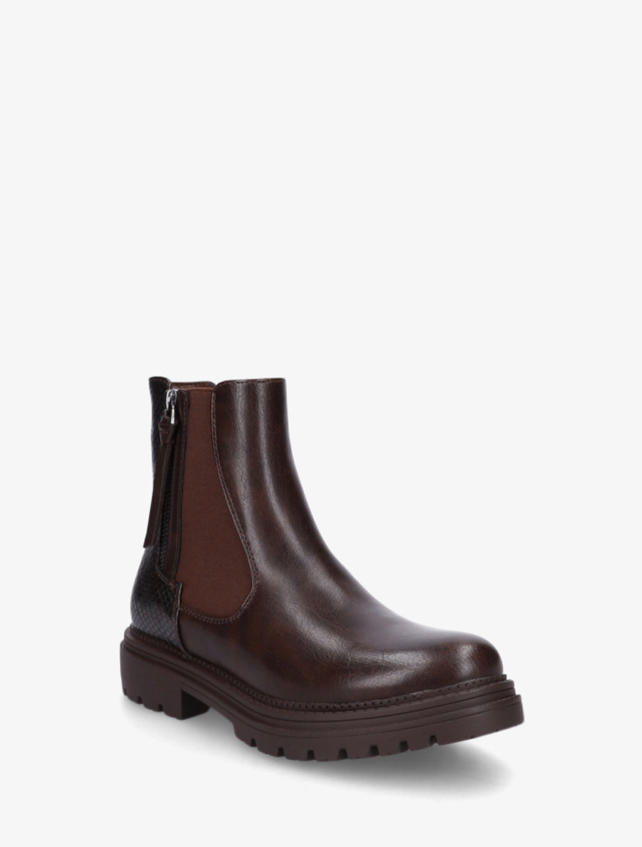 Bottines élastiquées à zip décoratif - Marron - 2