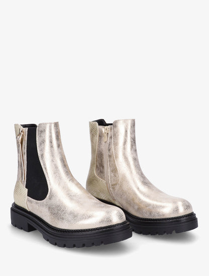 Bottines élastiquées à zip décoratif - Or - 4