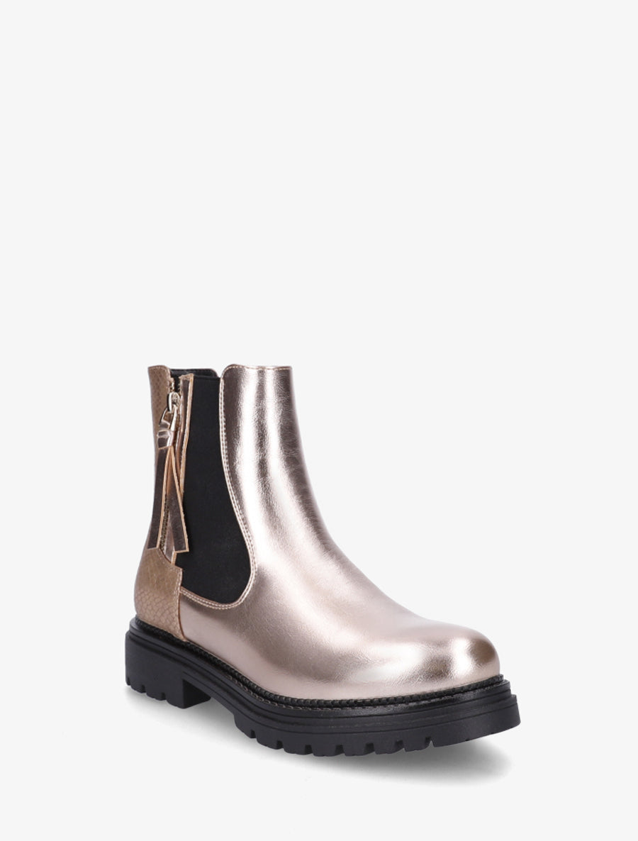 Bottines élastiquées à zip décoratif - Rose gold - 2