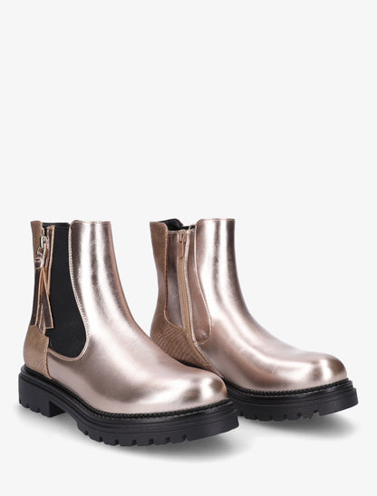 Bottines élastiquées à zip décoratif - Rose gold - 4