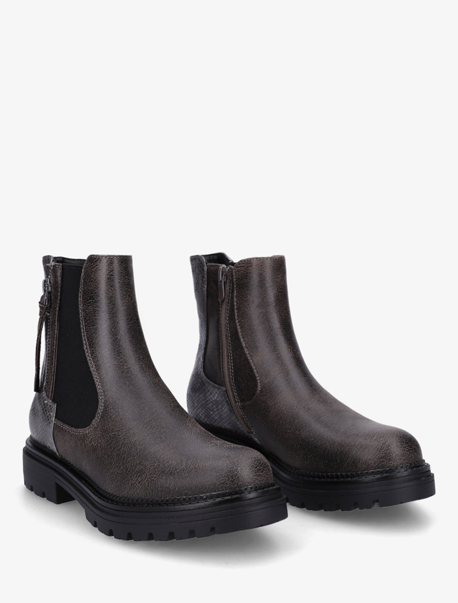 Bottines élastiquées à zip décoratif - Gris foncé - 4