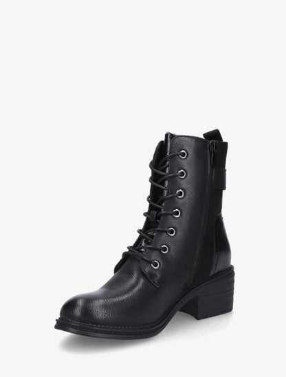 Bottines lacées à boucle et contrefort python - Noir - 3