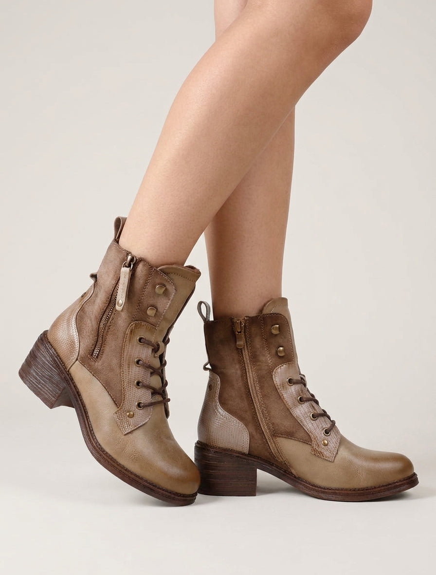 Stivaletti stringati con zip decorativa - Talpa