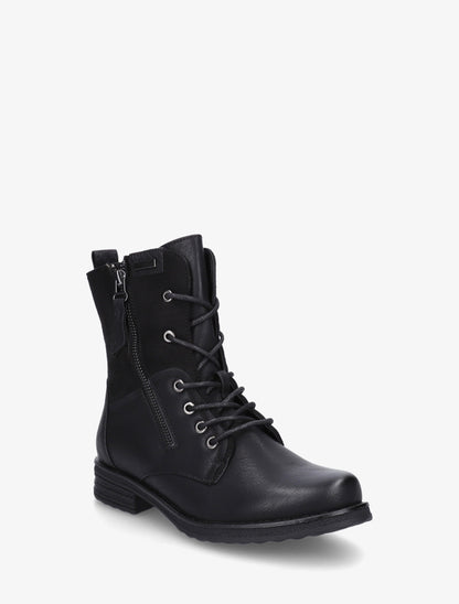 Bottines bimatière à lacets - Noir - 2