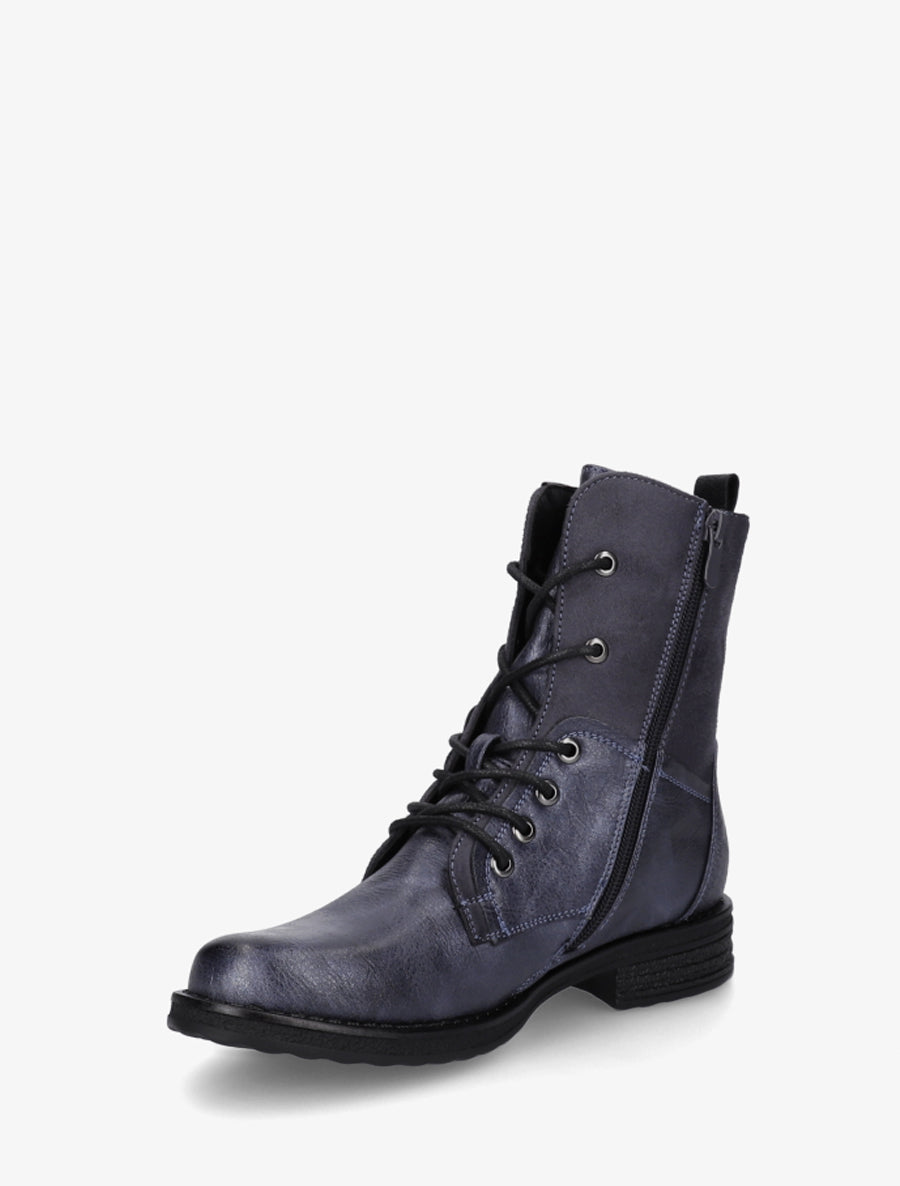 Bottines bimatière à lacets - Bleu - 3