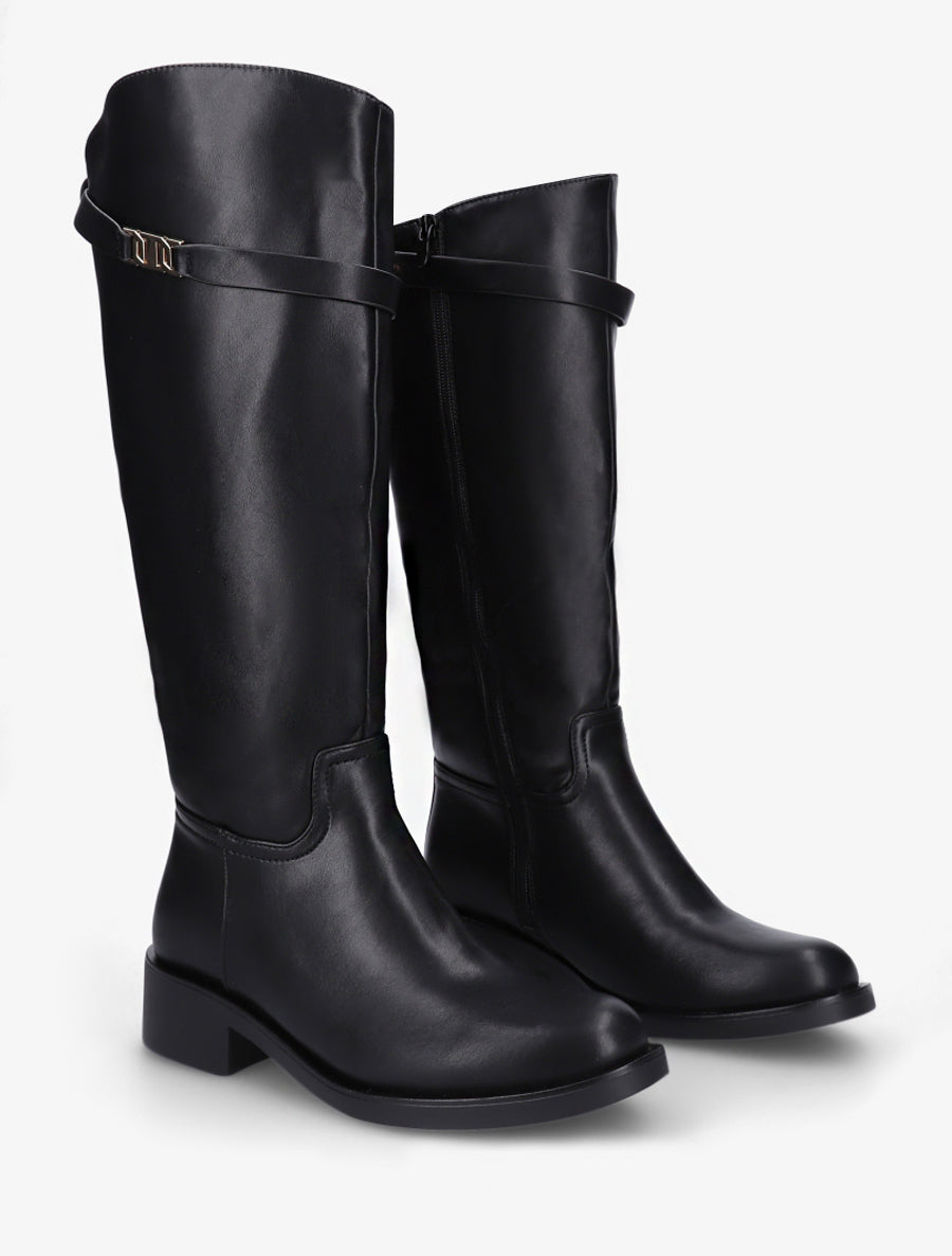 Bottes en simili à lannière décorative - Noir - 4