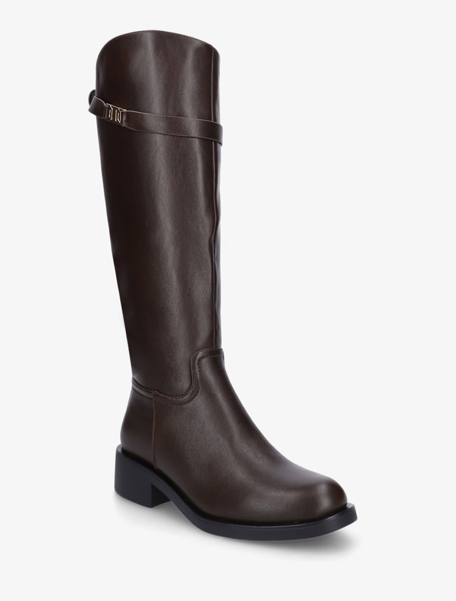 Bottes en simili à lannière décorative - Marron - 2