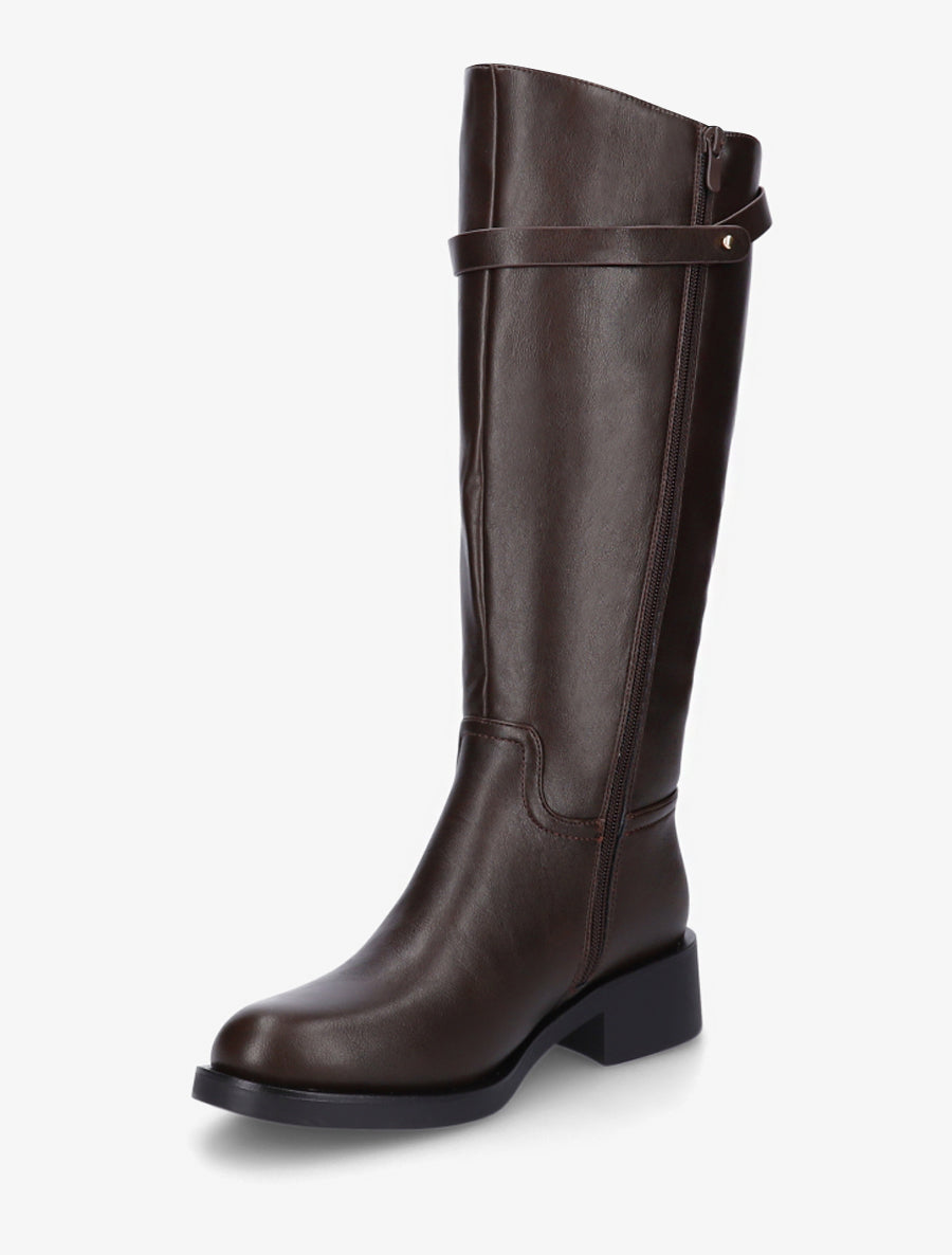 Bottes en simili à lannière décorative - Marron - 3