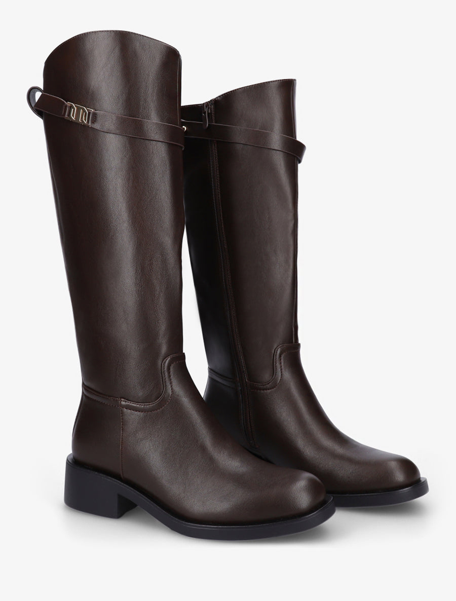 Bottes en simili à lannière décorative - Marron - 4