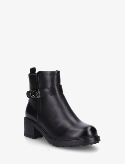 Bottines en simili à boucle métal et semelle crantée - Noir - 2