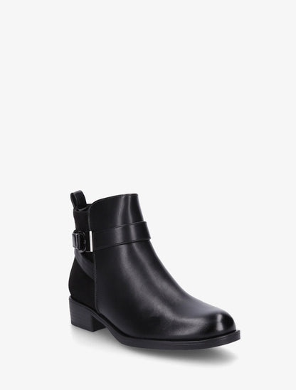 Bottines en simili à contrefort en suédine - Noir/argent - 2