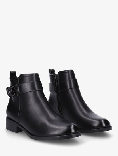 Bottines en simili à boucle métal fantaisie - Noir - 4