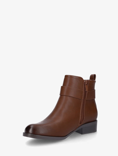 Bottines en simili à boucle métal fantaisie - Camel - 3