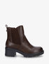 Bottines élastiquées en simili à semelle crantée - Marron - 1