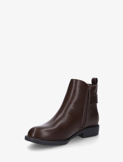 Bottines élastiquées à boucle métal et sangle - Marron - 3