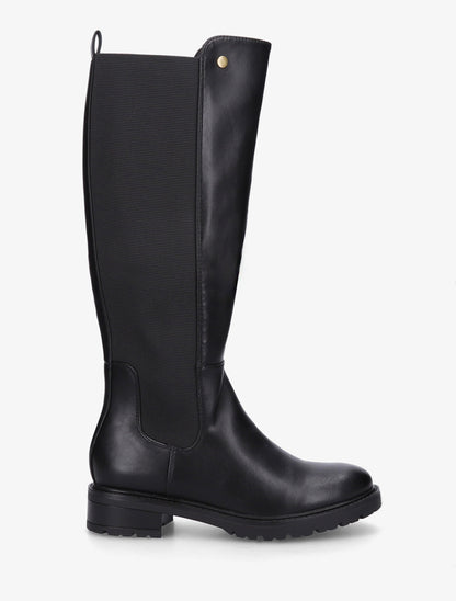 Bottes élastiquées en simili à semelle crantée - Noir - 1