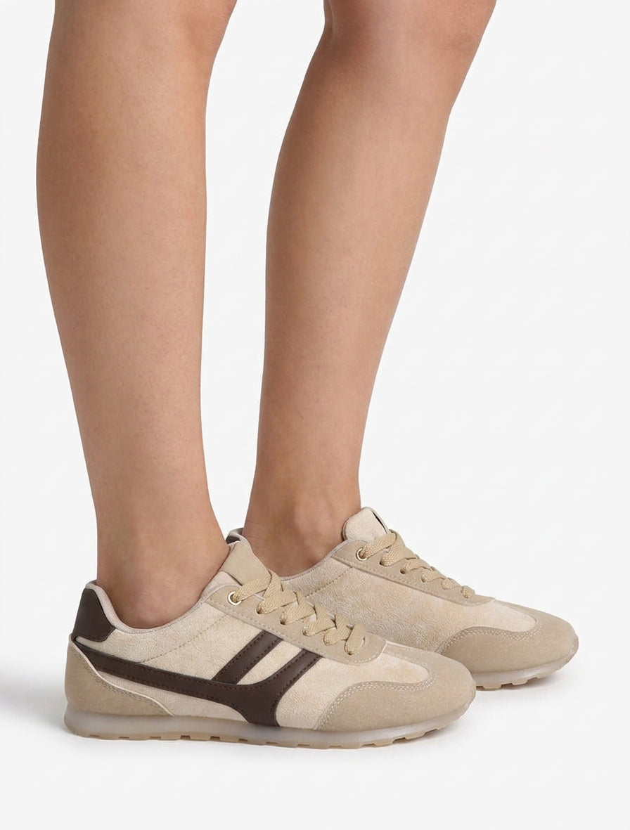 Sneakers uniti in camoscio - Beige