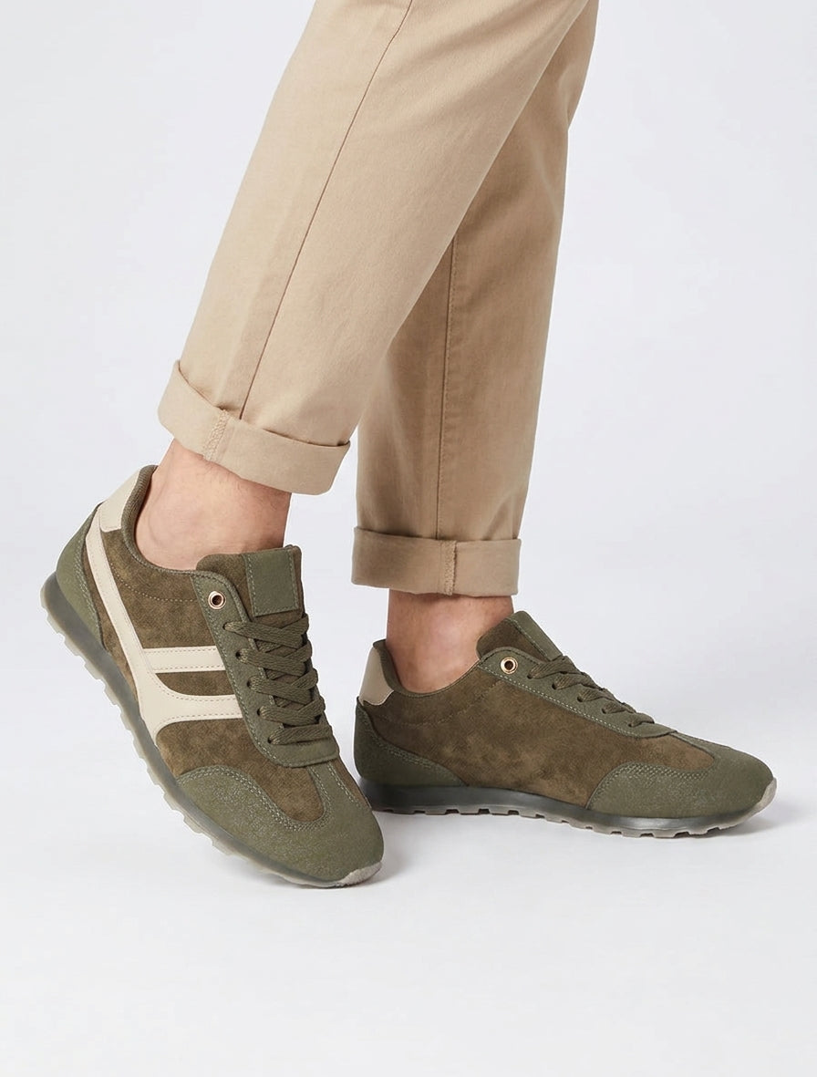 Sneakers uniti in camoscio - Cachi