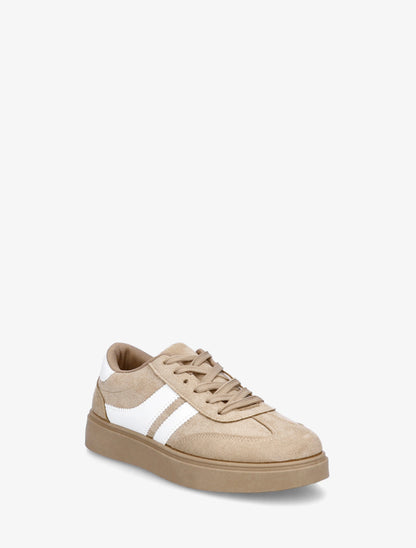 Baskets effet nubuck à empiècement contrastant - Taupe - 2