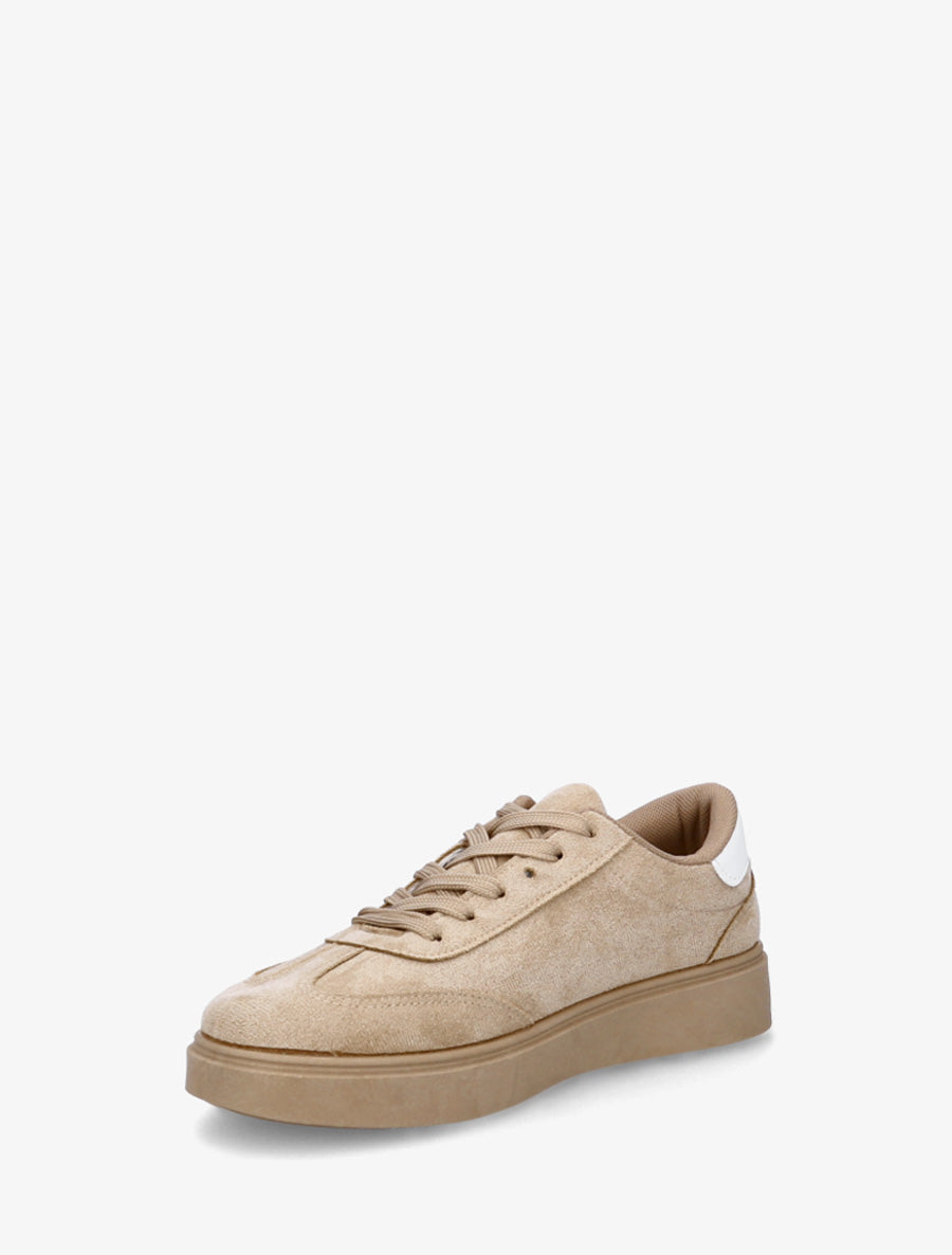 Baskets effet nubuck à empiècement contrastant - Taupe - 3