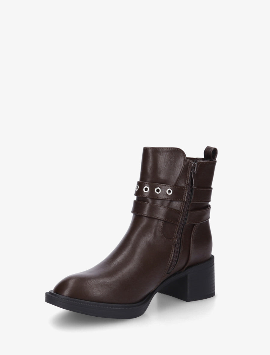 Bottines élastiquées à double sangles - Marron - 3
