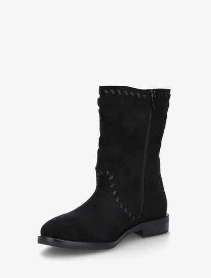 Bottines en suédine à coutures apparentes - Noir - 3